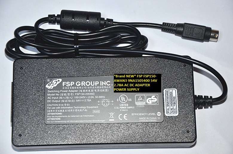 *Brand NEW* 9NA1505400 54V 2.78A AC DC ADAPTER FSP FSP150-AWAN3 POWER SUPPLY - Click Image to Close